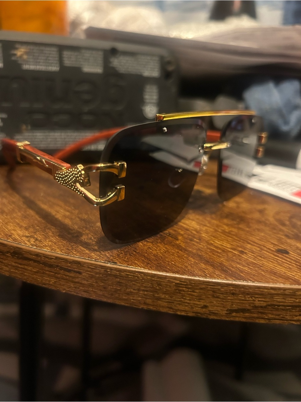 Gold Rimmed Brown Lens Sunglasses